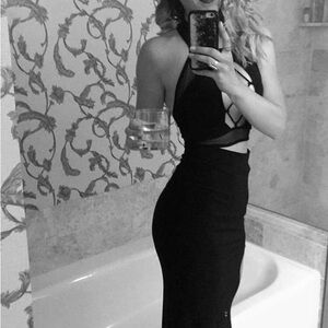 Black matching set with halter top and maxi skirt